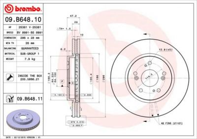 BREMBO Диск тормозной 09.B648.10 (09.B648.10)