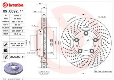 Brembo 09.C092.11 тормозной диск на PORSCHE 911 (996)