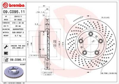 Brembo 09.C095.11 тормозной диск на PORSCHE BOXSTER (987)