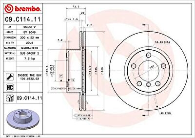 Brembo 09.C114.11 тормозной диск на 3 Touring (F31)