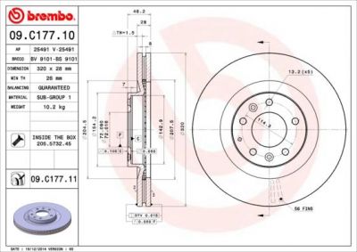 Brembo 09.C177.10 тормозной диск на MAZDA CX-7 (ER)
