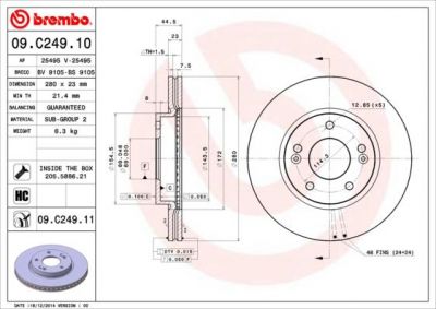 Brembo 09.C249.10 тормозной диск на HYUNDAI i30 купе