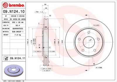 BREMBO 09.N124.10_диск тормозной передний! Chrysler Voyager 2.8/3.8 07> (09N12410)