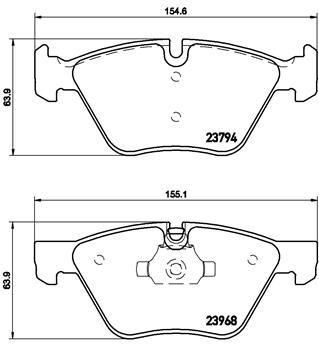 BREMBO Колодки торм. диск. передние E90/E60/E61 155,1X63,5X20,3mm 34116771868 (34116763617, P06036)