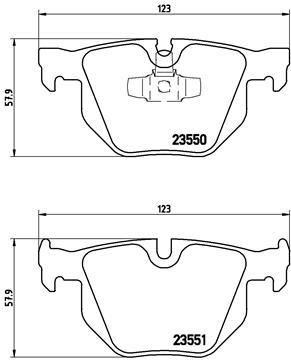 BREMBO Колодки тормозные задние дисковые E90/E91/E92 320i-335i 05-> (122X59,2X17mm) (34216775678, P06039)