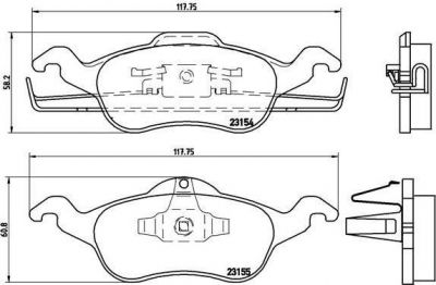 BREMBO Комплект тормозных колодок FORD FOCUS (DAW, DBW) 1.4 16V Kw 55 10/98 - 11/04 F (1075558, P24046)