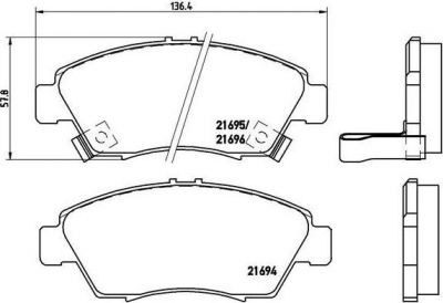 BREMBO Тормозные колодки HONDA CIVIC IV (EG, EH) 1.6 VTi (EG9) Kw 118 10/91 - 11/95 F (572340, P28023)