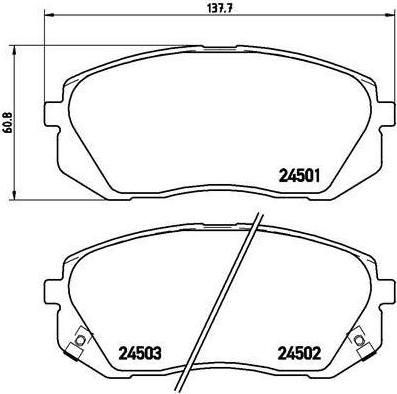 BREMBO Колодки тормозные Fr Kia Carens III 09.06-> (581011DE00, P30039)