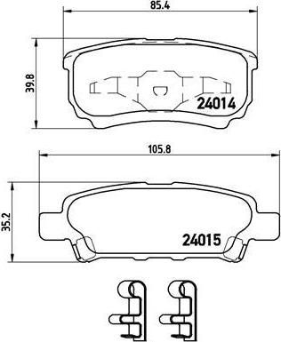 BREMBO К-т тормозных колодок задний MITSUBISHI LANCER VII 09/03- /OUTLANDER 05/03- (MR955068, P54034)