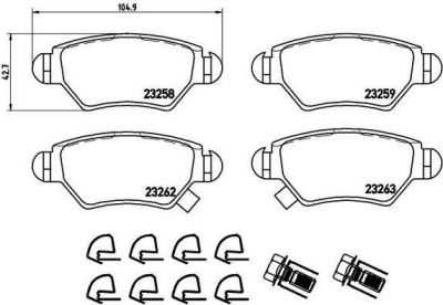 BREMBO Колодки тормозные CHEVROLET ZAFIRA (F75) 2.0 Kw 85 04/01 - 07/04 (1605025, P59031)