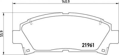 BREMBO Комплект тормозных колодок TOYOTA AVENSIS (_T22_) 1.6 (AT220_) Kw 74 09/97 - 10/00 F (572357, P83028)