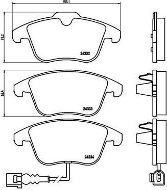 BREMBO Колодки тормозные Fr VW Tiguan (5N0698151, P85112)