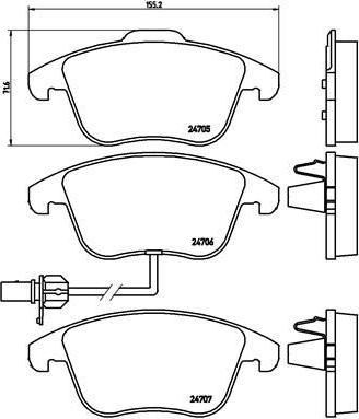 BREMBO Колодки тормозные AUDI A4 (8K2), A4 Allroad (8KH), A4 Avant (8K5), A5 (8T), A5 Convertible (8F), A5 Sportback (8K0698151A, P85113)