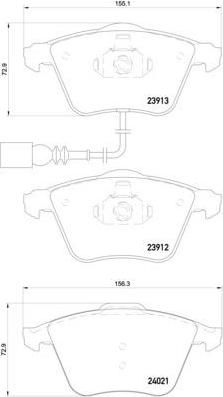 BREMBO P85129 колодки дисковые передние! Audi A3, VW Passat/Golf V 1.6-3.2i/1.9TDi 02> с датч. (P85129)