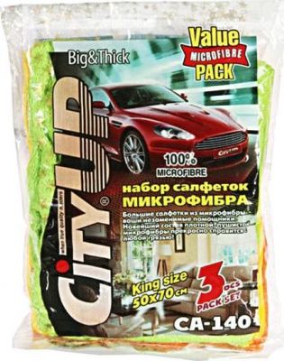 City Up CA-140 Салфетка микрофибра BIG THICK пушистая универсальная 50х70см 3шт