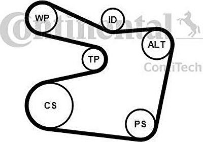 CONTITECH Ремень поликлиновой с роликами, комплект (6PK1555K2)