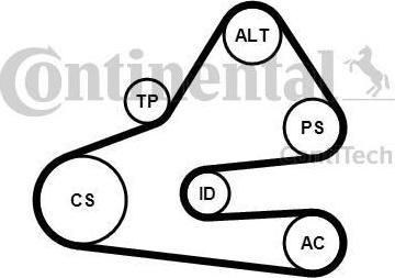 Contitech 6PK1613K1 поликлиновой ременный комплект на AUDI A4 кабрио (8H7, B6, 8HE, B7)