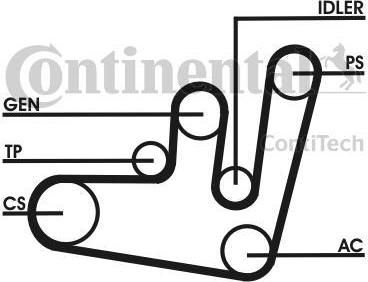 Contitech 6PK1660D1 поликлиновой ременный комплект на VW GOLF IV (1J1)