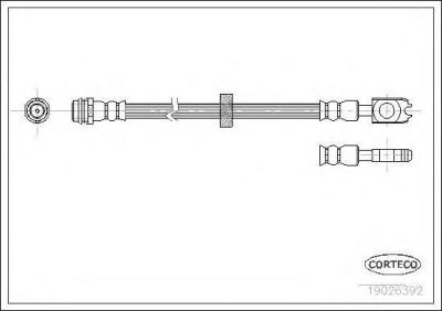 CORTECO Шланг тормозной передний VAG A3/Octavia/Golf IV/Bora/New Beetle /L=435mm (19026392)