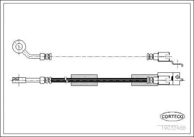 CORTECO Тормозной шланг передний R [413mm] (19032488)