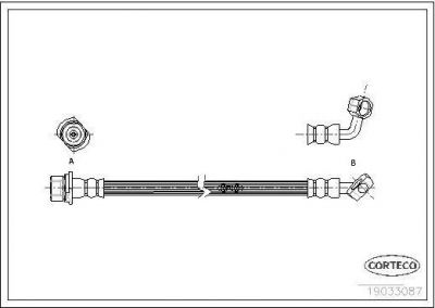 CORTECO Тормозной шланг задний R [254mm] (19033087)