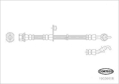 CORTECO Шланг тормозной задн прав TOYOTA: YARIS (SCP1 , NLP1 , NCP1 ) 1.0 16V/1.3/1.3 16V 99-05, YARIS VERSO ( NLP2 , NCP2 ) 1.3 (NCP22)/1.5 (NCP21) 99-05 (19036618)