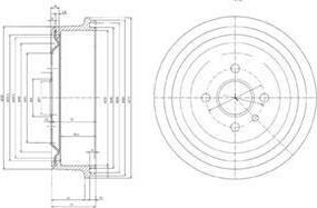 Delphi BF103 тормозной барабан на OPEL ASCONA C Наклонная задняя часть (84_, 89_)