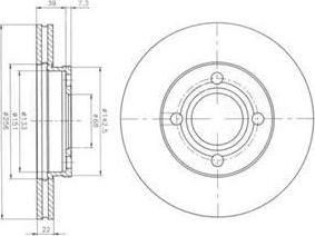 Delphi BG2272 Диск тормозной AUDI 80 86-91/90 87-91/100 77-91 передний вент.