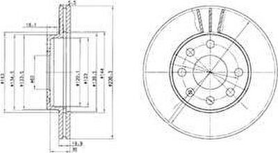 DELPHI Диск тормозной CHEVROLET LANOS/AVEO/SPARK/ASTRA F/CORSA B/VECTRA A передний вент (цена за 1 шт., в упак. 2 шт.) (0569054, BG2278)