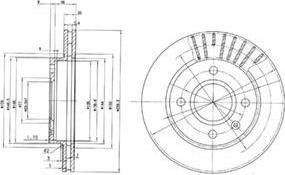 Delphi BG2440 Диск тормозной FORD ESCORT 90-99/FIESTA 89-02/MAZDA 121 96- передний вент.