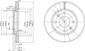 Delphi BG2444 Диск тормозной CITROEN SAXO/XSARA/ZX/PEUGEOT 106/206/306 передний вент.