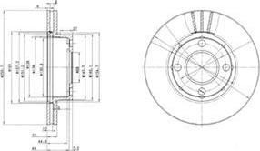 DELPHI Диск тормозной AUDI 80 1.9-2.3 91-94 передний D=256мм. (цена за 1 шт., в упак. 2 шт.) (895 615 301A, BG2668)