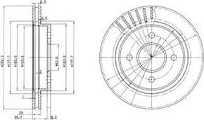 Delphi BG2700 Диск тормозной FORD MONDEO 93-00/SCORPIO 94-98 задний D=253мм.