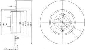 Delphi BG3186 Диск тормозной TOYOTA COROLLA 92-02 задний D=266мм.