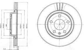 DELPHI Диск тормозной AUDI A4 95>/VOLKSWAGEN PASSAT 97>00 передний вент. (цена за 1 шт., в упак. 2 шт.) (8E0 615 301B, BG3198)