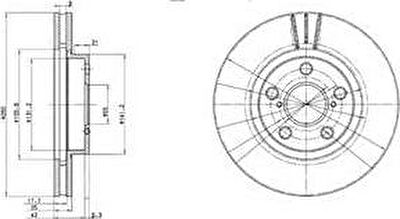 Delphi BG3347 Диск тормозной TOYOTA AVENSIS 1.6-2.0 97-03 передний D=260мм.