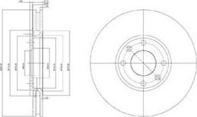 DELPHI Диск тормозной CITROEN BERLINGO +ESP/C5/C4/PEUGEOT 207 05>/307 05> передний (цена за 1 шт., в упак. 2 шт.) (BG3622)