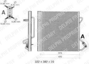 Delphi TSP0225320 конденсатор, кондиционер на SMART FORTWO купе (451)