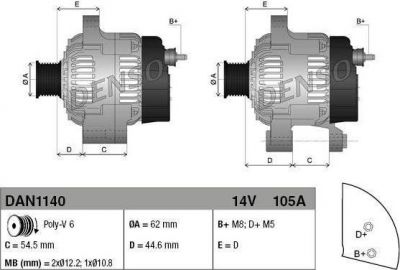 Denso DAN1140 генератор на FIAT MAREA Weekend (185)