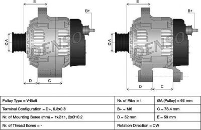 Denso DAN616 генератор на FIAT UNO (146A/E)