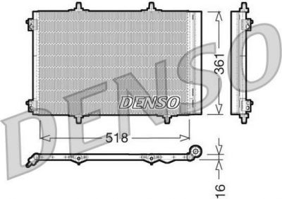 DENSO Конденсор CITROEN: C3 1.4/1.4 16V/1.4 HDi/1.6 16V/1.6 HDi 09 - , C3 (FC) 1.6 16V HDi 02 - , C3 Picasso 1.4/1.6/1.6 HDi 09 - , DS3 1.4 16V/1.6 16V/1.6 HDi 10 - PEUGEOT: 1007 (KM) 1.6 HDi 05 - (6455HG, DCN07013)