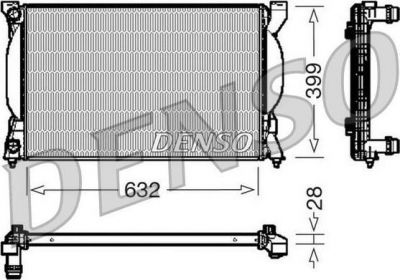 DENSO Радиатор охлаждения AUDI A4 (8E2) 1.6-2.0 01-> (8E0121251/A, DRM02033)