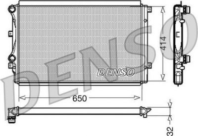 DENSO Радиатор основной VAG+Skoda mot.1.4TSI/1.8FSI/1.9TDI 03-> (DRM32015)