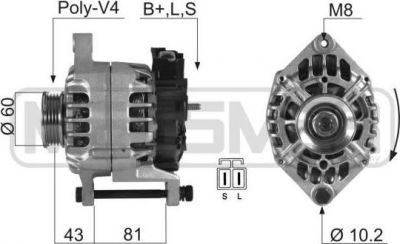 Era 210391 генератор на NISSAN 100 NX (B13)