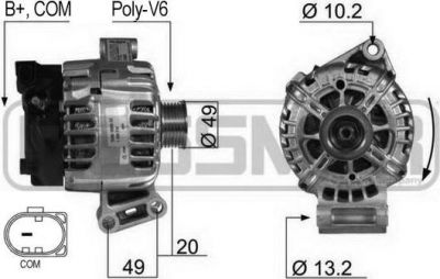 ERA Генератор 120A FORD Focus III, Fiesta, Mondeo IV (210430)