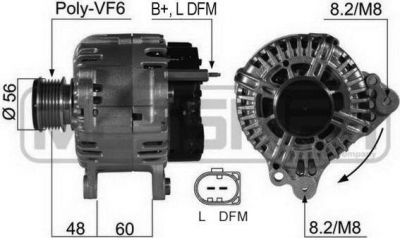 Era 210469 генератор на SKODA SUPERB (3T4)