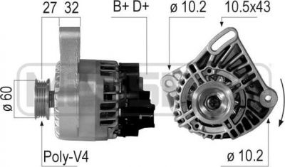 Era 210756 генератор на FIAT PUNTO (188)