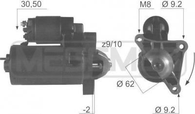 ERA Стартер, 12В 0.9кВт Citroen Berlingo/BX/C2/C3/C4/Xsara Picasso ZX/Peugeot (5802C9, 220044)