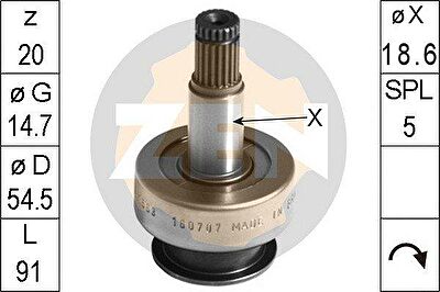 Era 225660 привод с механизмом свободного хода, стартер на MITSUBISHI PAJERO II (V3_W, V2_W, V4_W)