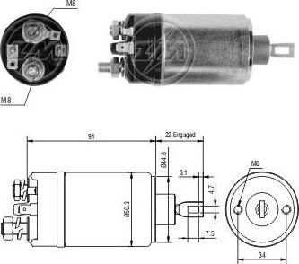 Era 227419 тяговое реле, стартер на OPEL REKORD E (17_-19_, 11_, 14_, 16_)